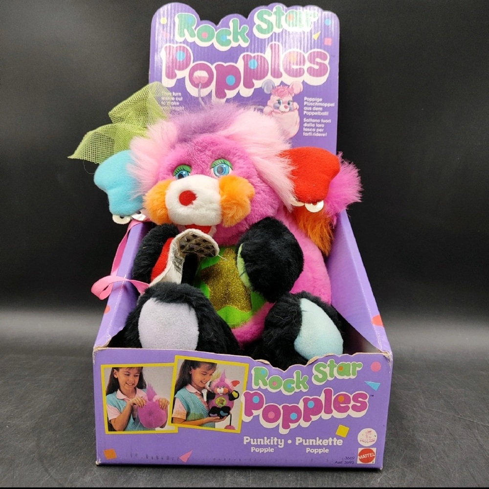 Mattel Rock Star Popples Plush with Pink and Purple Vintage 1986